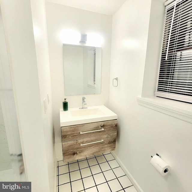 bathroom featuring vanity and tile patterned flooring