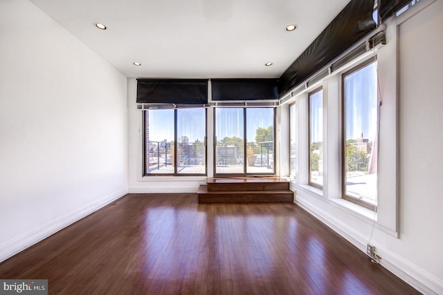 empty room featuring dark hardwood / wood-style flooring