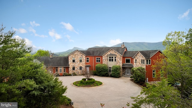 view of front of house with a mountain view