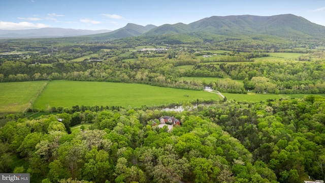 bird's eye view with a mountain view