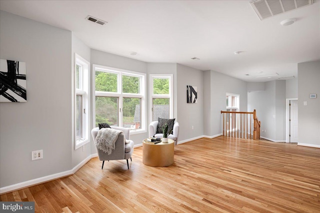 living area featuring light wood-type flooring