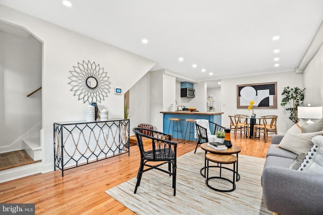 living room featuring light hardwood / wood-style flooring