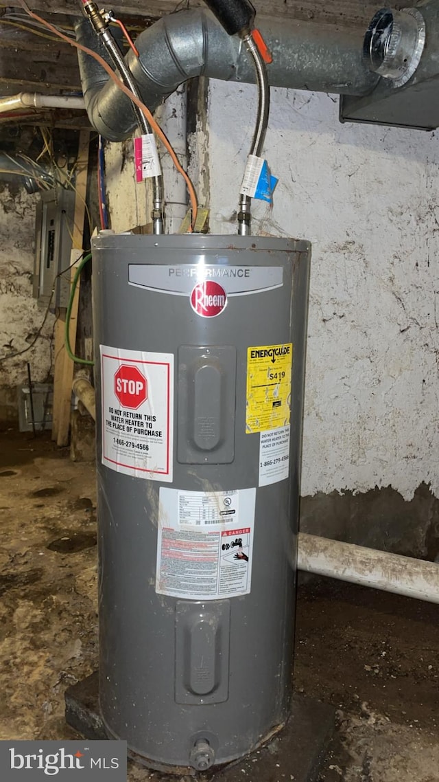 utility room with water heater