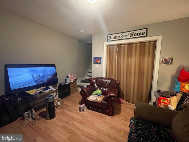 living room featuring light hardwood / wood-style flooring