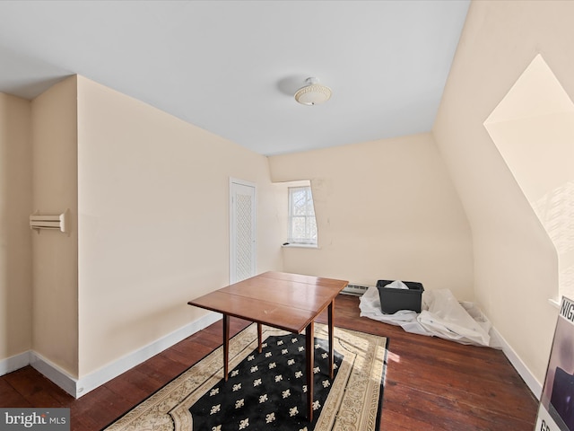 office area with dark hardwood / wood-style flooring