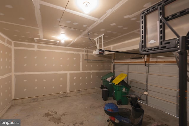 garage with a garage door opener