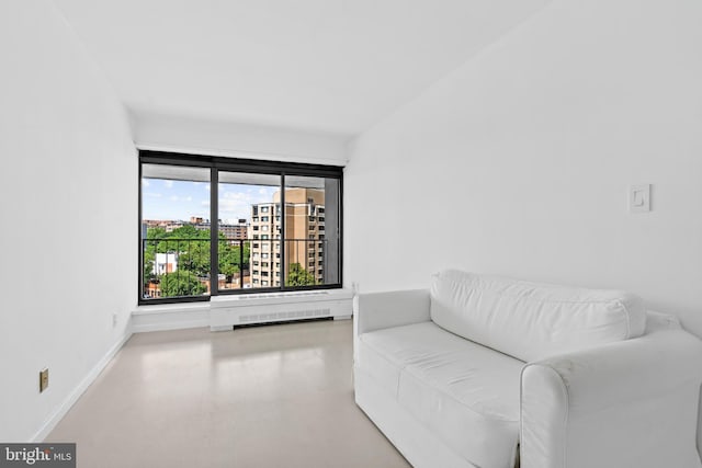 sitting room with radiator heating unit