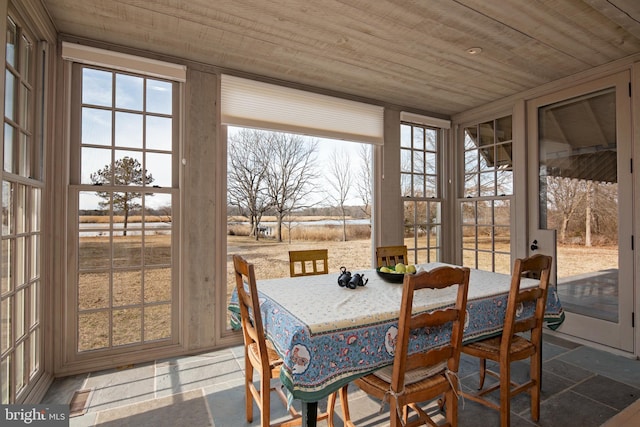 sunroom / solarium with wooden ceiling