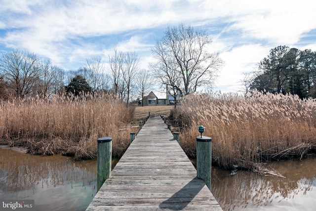 view of dock featuring a water view