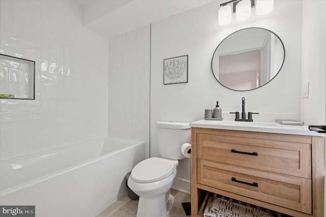 full bathroom featuring toilet, vanity, and shower / bath combination