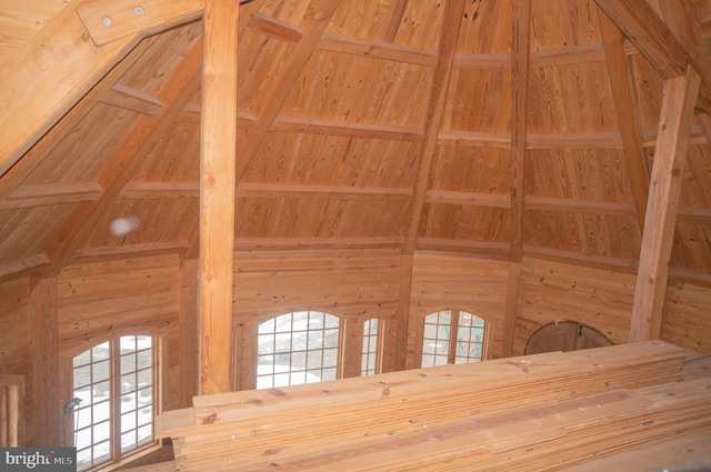 room details featuring wood walls and french doors