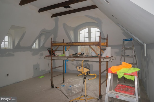 view of unfinished attic