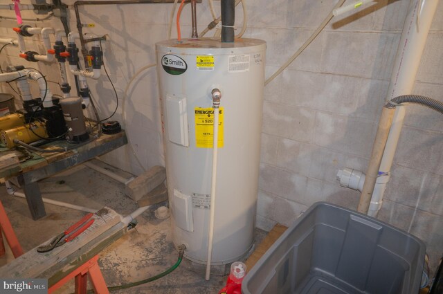 utility room with water heater