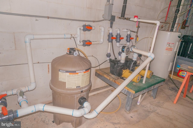 utility room with electric water heater