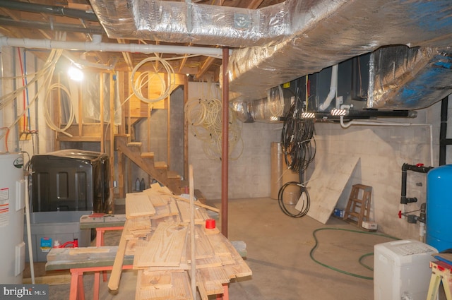 basement with water heater