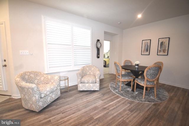 living room featuring dark hardwood / wood-style floors