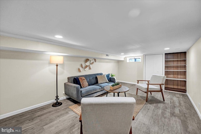 living room featuring light hardwood / wood-style floors