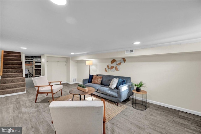 living room featuring light hardwood / wood-style floors