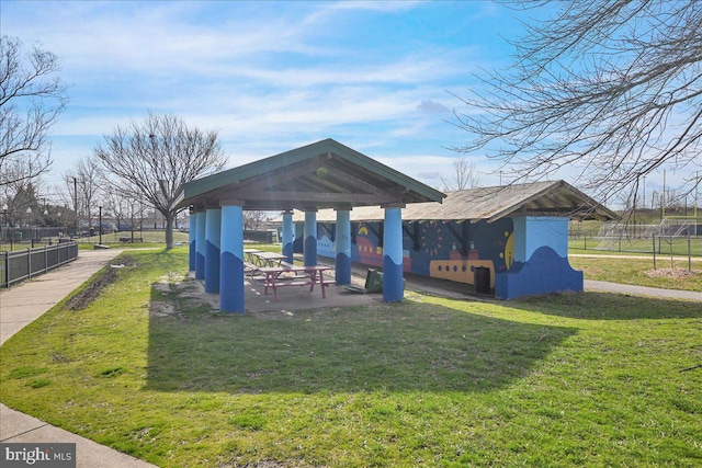 view of nearby features with a lawn and a gazebo