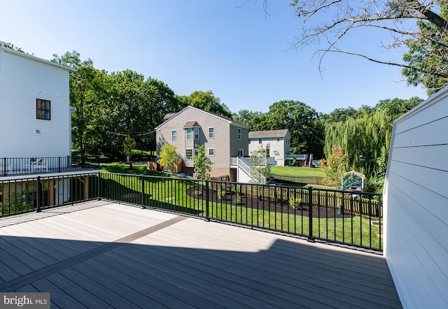 deck with a lawn