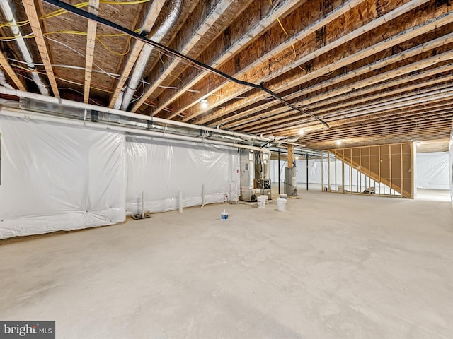 basement featuring water heater