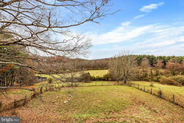 view of yard with a rural view