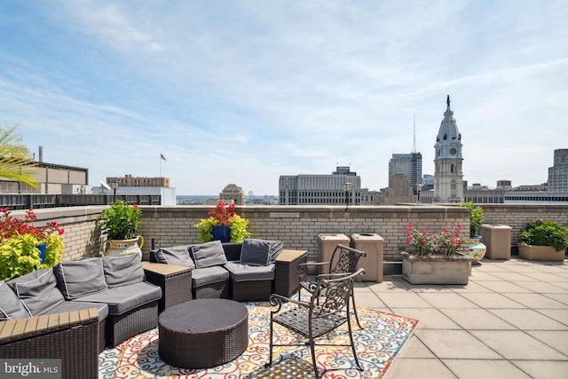 view of terrace featuring an outdoor hangout area