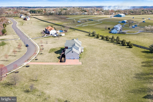 aerial view featuring a rural view