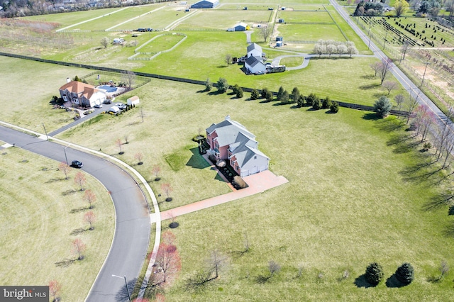 aerial view featuring a rural view