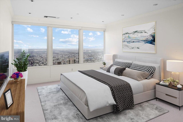 bedroom featuring ornamental molding