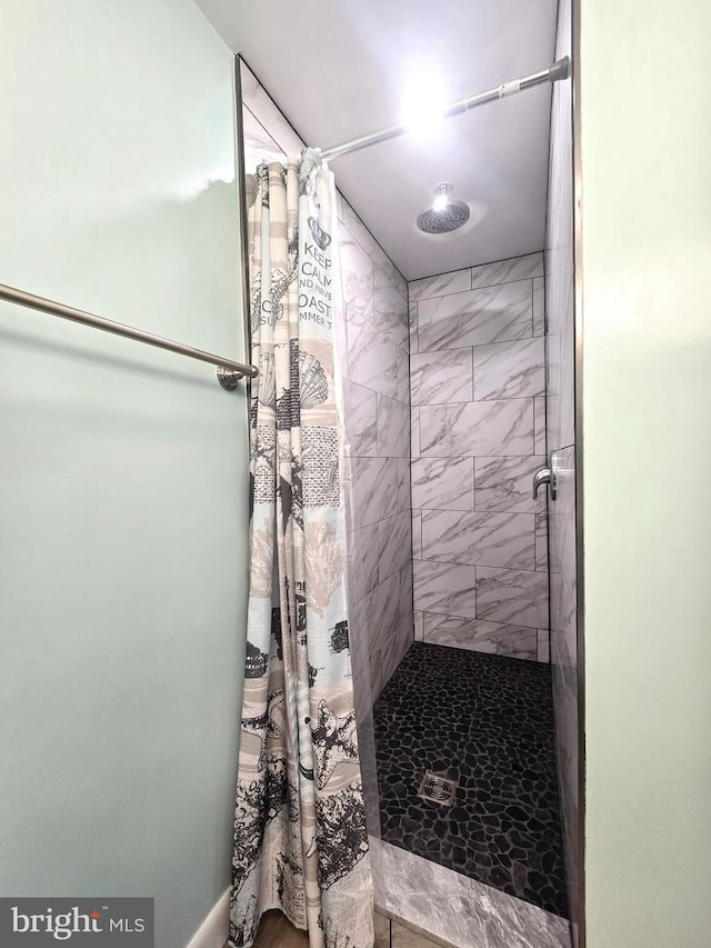 bathroom featuring a shower with curtain