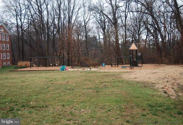 view of yard with a playground