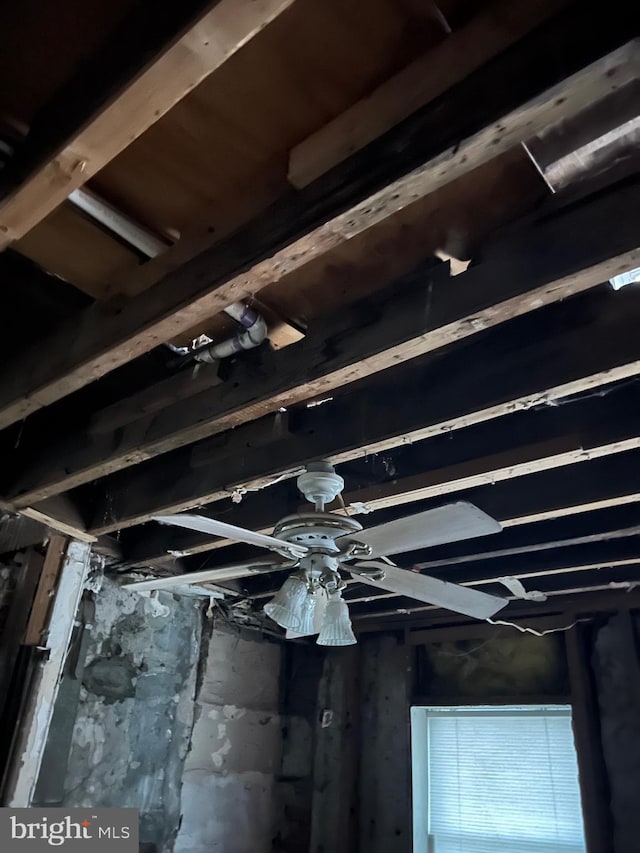 interior details with ceiling fan