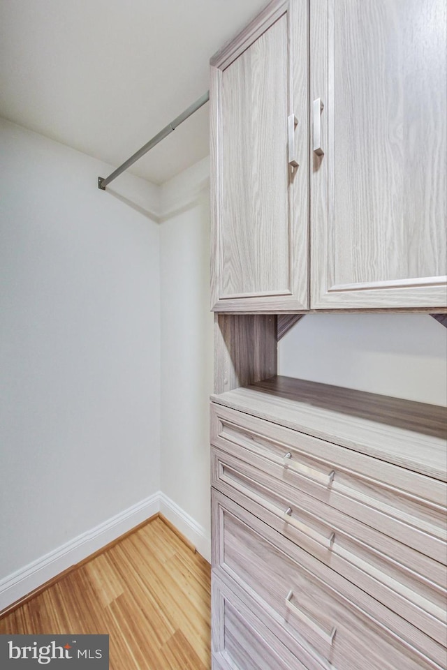 spacious closet with light wood-type flooring