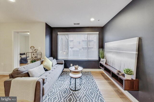 living room featuring light hardwood / wood-style flooring