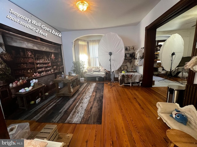 living area featuring hardwood / wood-style flooring