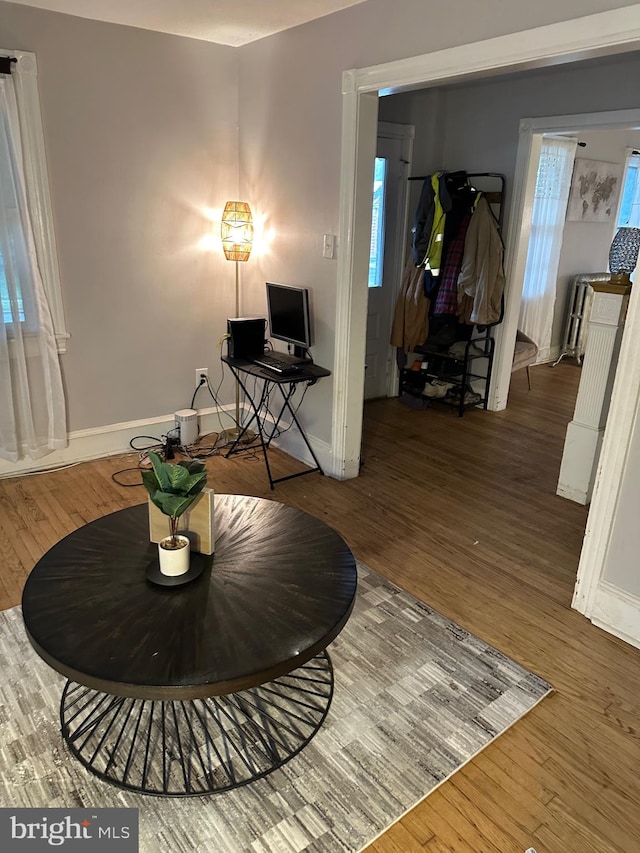 interior space featuring dark hardwood / wood-style floors and a healthy amount of sunlight