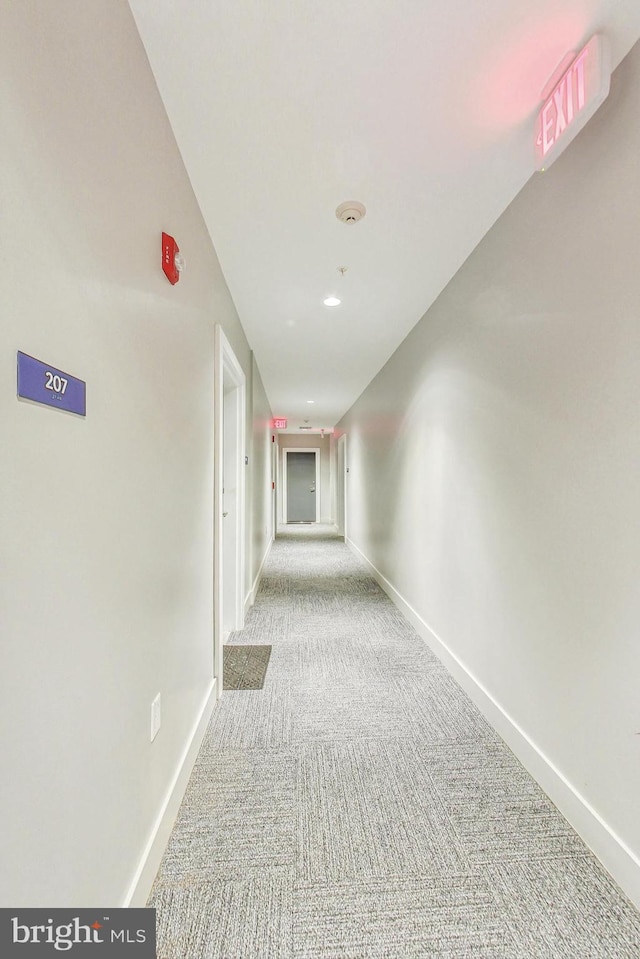 hallway with carpet