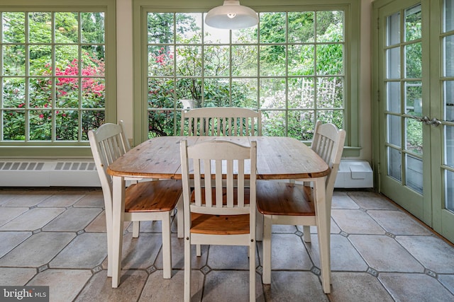 sunroom featuring a wealth of natural light and radiator