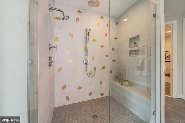 bathroom featuring an enclosed shower