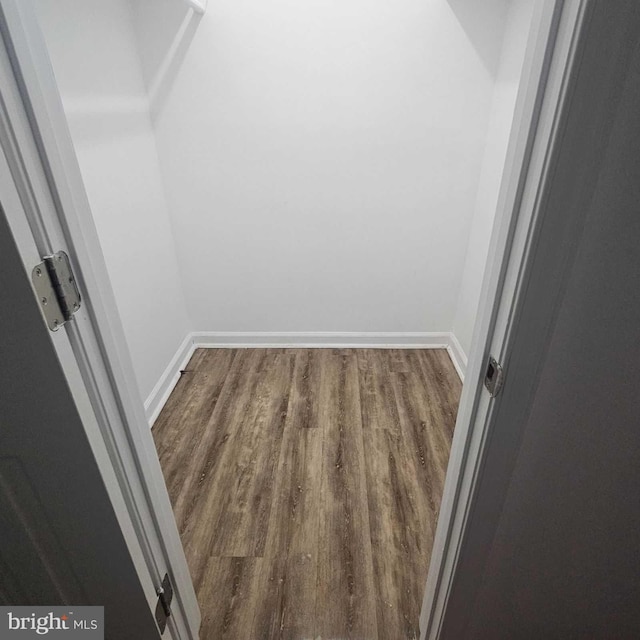 walk in closet with hardwood / wood-style floors