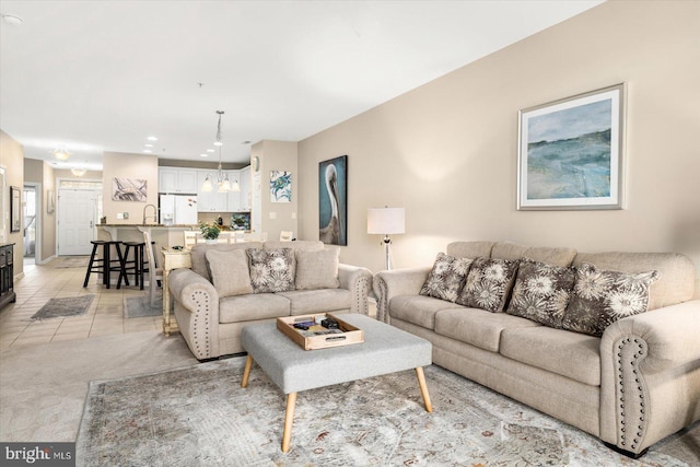 view of tiled living room