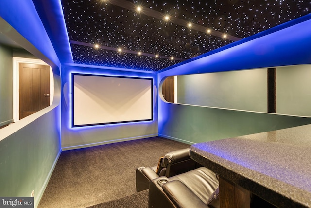 cinema with dark colored carpet