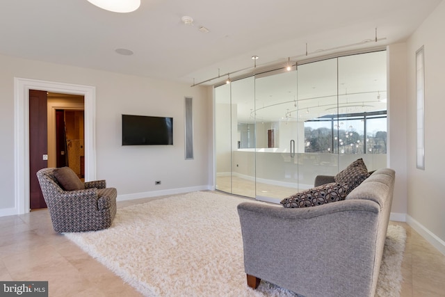 view of tiled living room