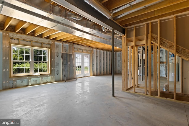 basement featuring gas water heater