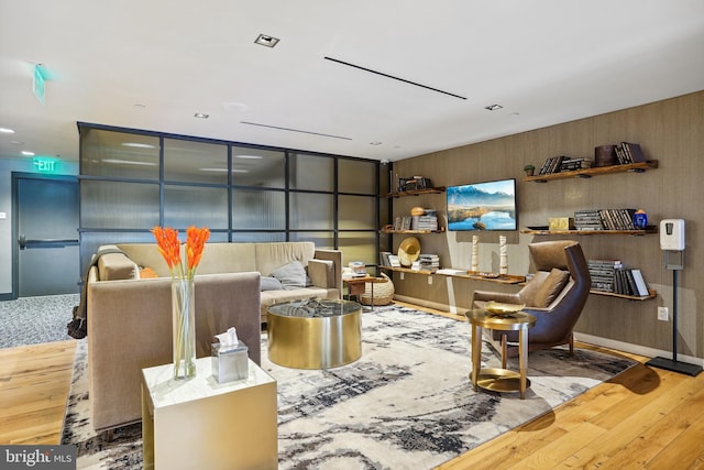 living room with wood-type flooring