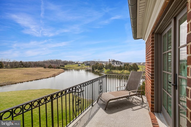 balcony with a water view