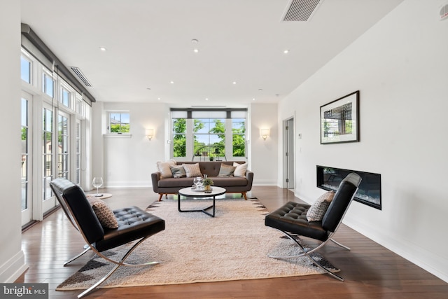 living room with hardwood / wood-style flooring