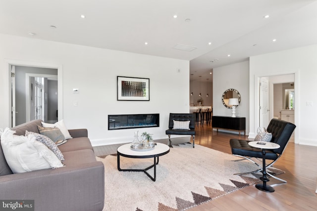 living room featuring light wood-type flooring