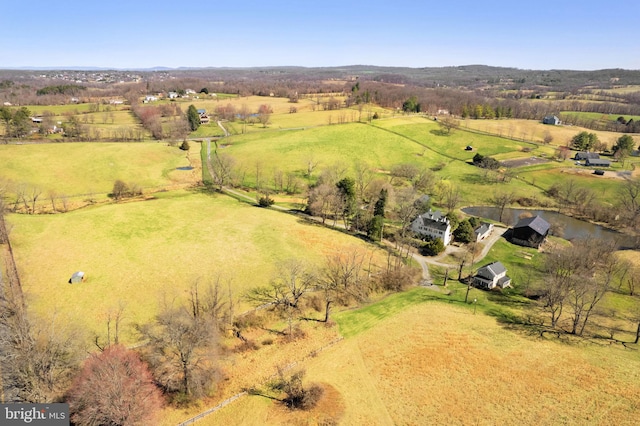 drone / aerial view featuring a rural view